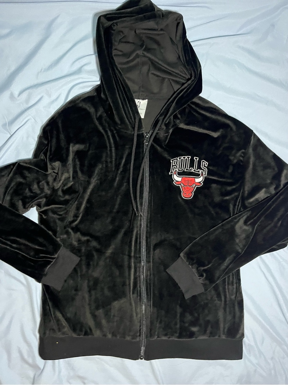 Officially Licensed NBA Chicago Bulls Women's Velour Full-Zip Graphic Hoodie